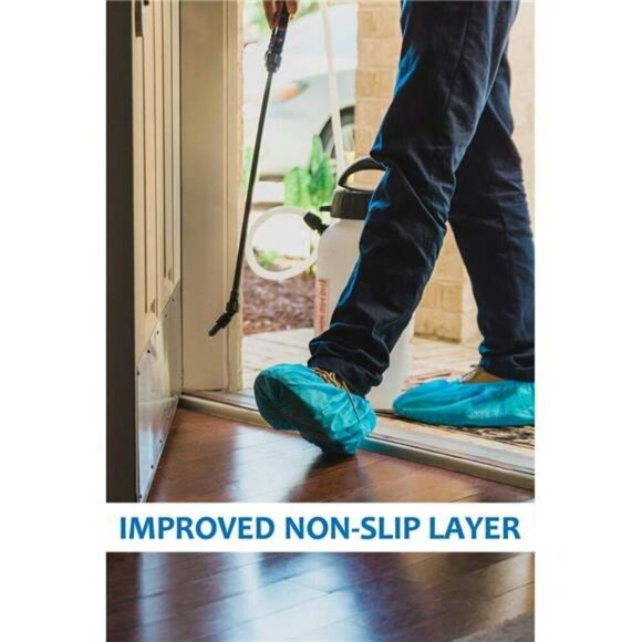 Disposable Shoe Covers 100 Pack Non Slip Waterproof Booties One Size Fits Most - Picture 3 of 8